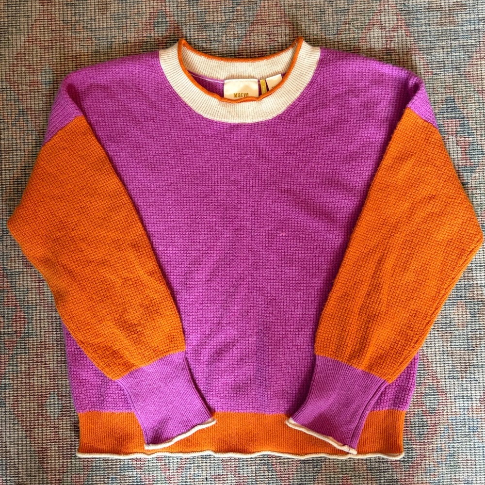 Anthropologie Maeve Colorblock Cashmere Sweater Colorful Size Medium